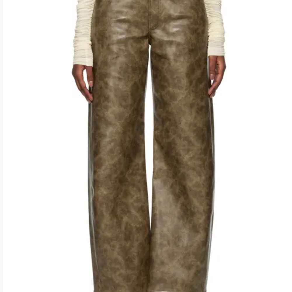 Agolde Olive Wide-Leg Recycled Leather pants size 31